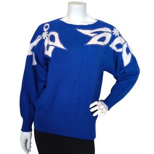 Vintage Blue Beaded Embellished Sweater
